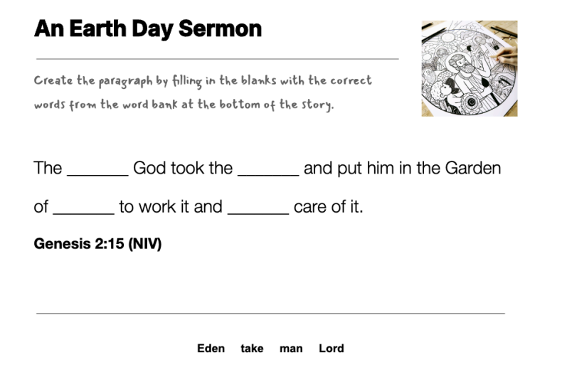 An Earth Day Sermon fill-in-the-blank